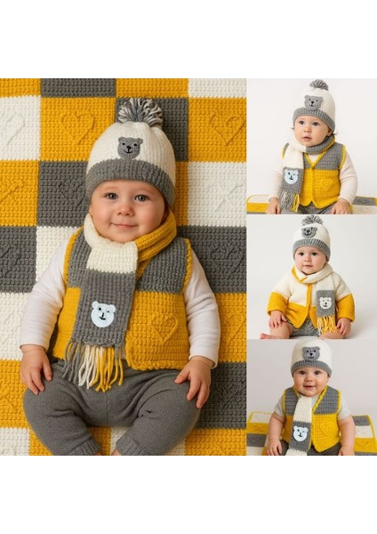 1618 El Örgüsü Battaniye / Yelek / Hırka / Atkı ve Bere Set / 0 - 2 Yaş
