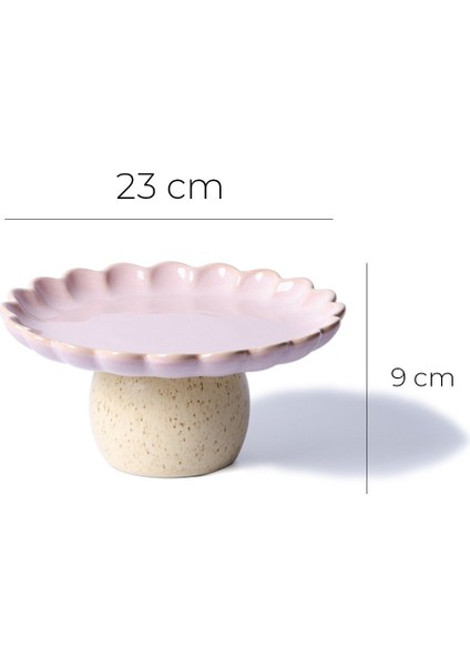 Fungo Ayaklı Pasta Kek Sunum Tabağı 23 cm | Pembe modelleri