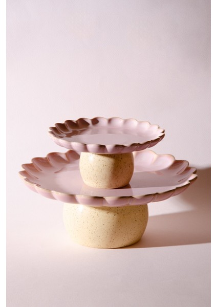 Fungo Ayaklı Pasta Kek Sunum Tabağı 23 cm | Pembe fırsatları