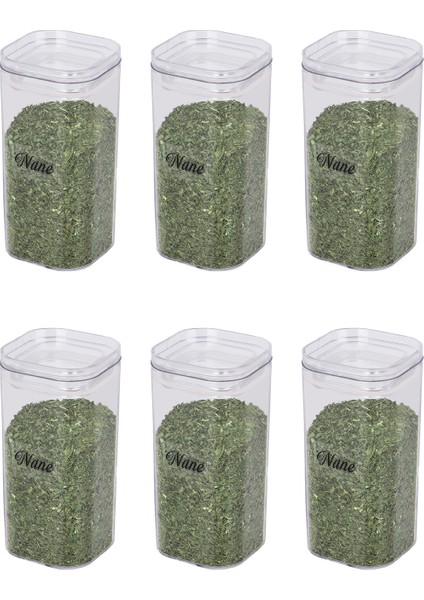 6'lı Şeffaf Akrilik Vakum Kapaklı Baharatlık 300 ml Etiket Hediyeli modelleri
