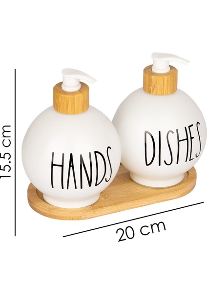 2'li Bambu Altlıklı Bambu Pompalı Tombul Cam Sabunluk Deterjanlık 350 ml fiyatları