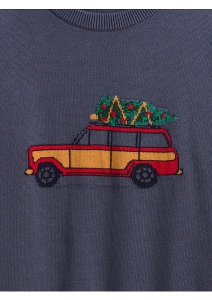 Erkek Çocuk Mavi Intarsia Kazak fiyatları