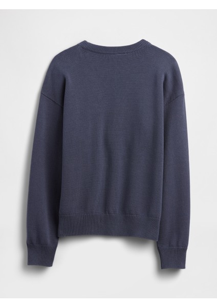 Erkek Çocuk Mavi Intarsia Kazak modelleri