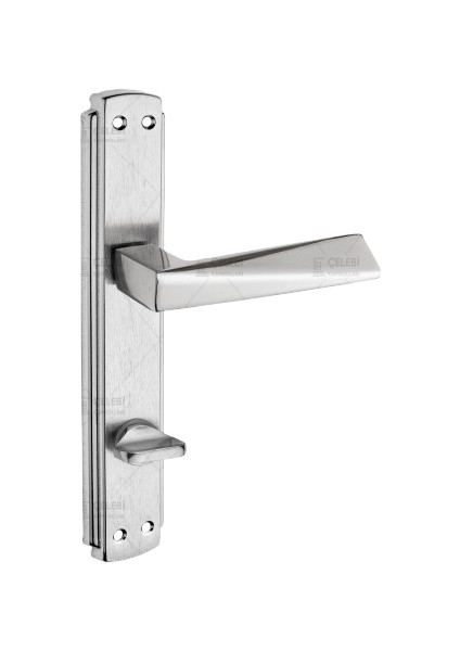 Piramit Kol Aynalı Nikel Saten Wc Kapı Kolu