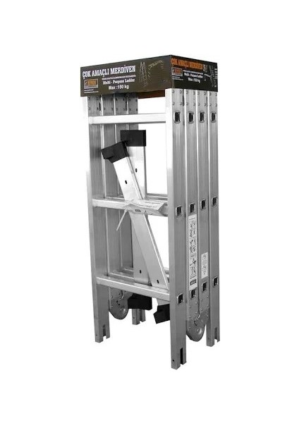 3,5 M 12 Basamak 1,2 mm Alüminyum Katlanır Çok Amaçlı Akrobat Merdiven
