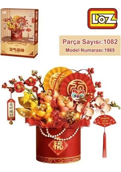 Bfs LZ-1965 Kırmızı Ebedi Çiçek Sanat Kovası 1082 Parça Block Oyuncak