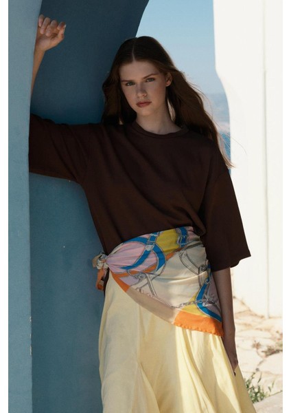 Desenli Modal Eşarp Hamhara Turuncu