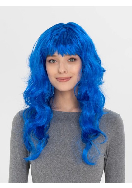 Bfs Mavi Renk Uzun Dalgalı Parti Peruğu fiyatları