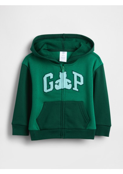 Erkek Bebek Yeşil Gap Fermuarlı Logo Colorblock Sweatshirt