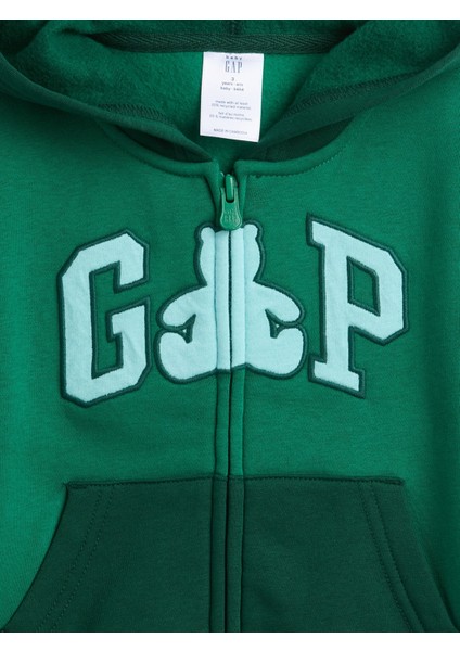 Erkek Bebek Yeşil Gap Fermuarlı Logo Colorblock Sweatshirt fiyatları