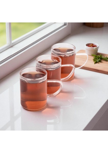 Borosilikat Kupa Cam Bardak Isıya Dayanıklı 6 Adet
