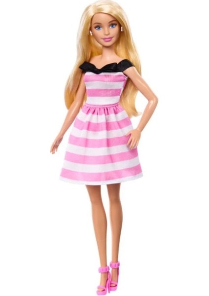 Bfs HTH66 Barbie 65.yıl Özel Pembe Elbiseli Bebek fırsatları
