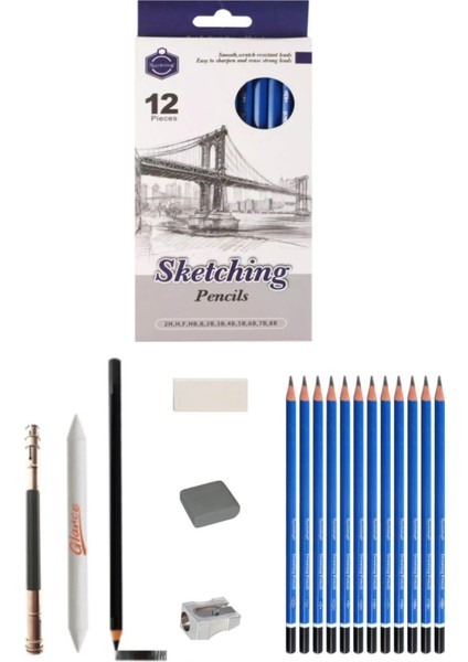 Keep Smiling Dereceli Karakalem Seti 2H-10B 12’li Sanat Çizim Seti