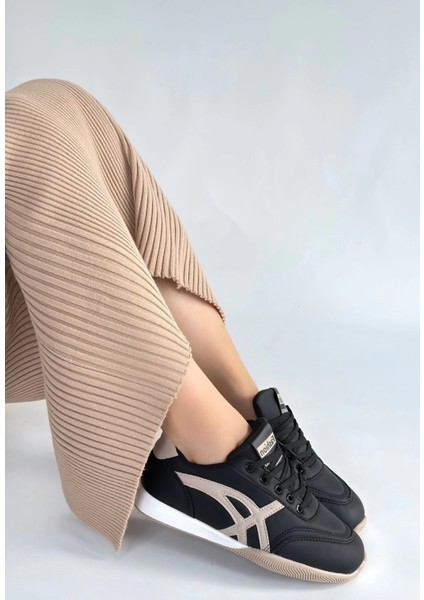 Techmrt Zlay Siyah Cilt Bej Detaylı Bağcıklı Spor Ayakkabı (Numara: 37) modelleri