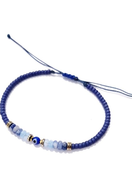 Sodalit Akuamarin Hematit Doğaltaşlı Nazar ve Miyuki Round Boncuklu Unisex Bileklik fiyatları