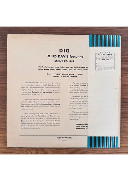 Miles Davis Featuring Sonny Rollins – Dig fiyatları