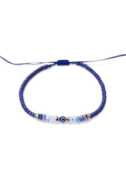 Sodalit Akuamarin Hematit Doğaltaşlı Nazar ve Miyuki Round Boncuklu Unisex Bileklik fırsatları