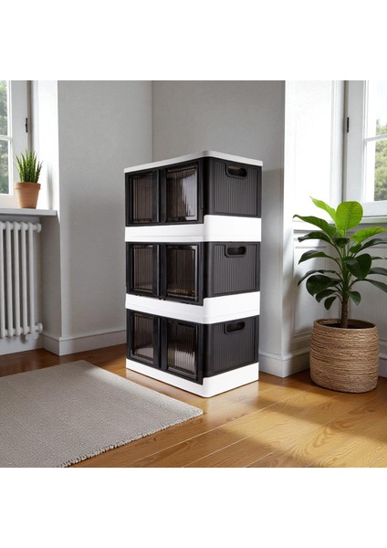 Katlanabilir Modüler Çok Amaçlı 3'lü Beyaz Antrasit Düzenleyici Dolap Seti