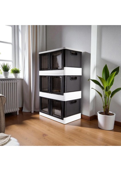 Katlanabilir Modüler Çok Amaçlı 3'lü Beyaz Antrasit Düzenleyici Dolap Seti