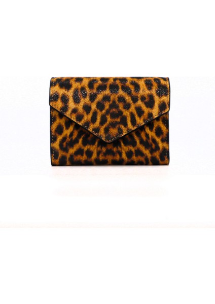 Vico Hakiki Deri Leopar Baskı Süet Cüzdan