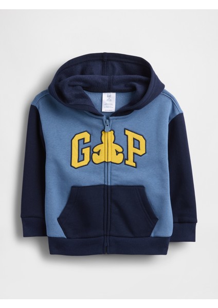 Erkek Bebek Mavi Gap Fermuarlı Logo Colorblock Sweatshirt