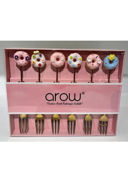 6'lı Emoji Saplı Gold Tatlı Çatalı modelleri