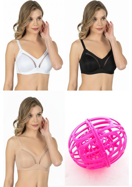 9125 Almira 3'lü Eko Paket (Siyah-Beyaz-Ten) + Hediyeli Sütyen Seti