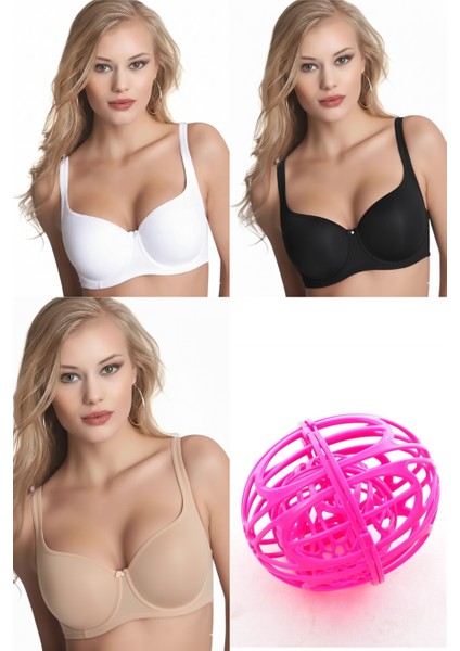 9720 Amanda 3'lü Eko Paket (Siyah-Beyaz-Ten) + Hediyeli Sütyen Seti