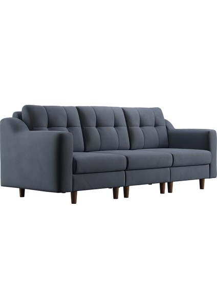 Robin Modüler Üçlü Koltuk - Kadife - Gri indirimleri