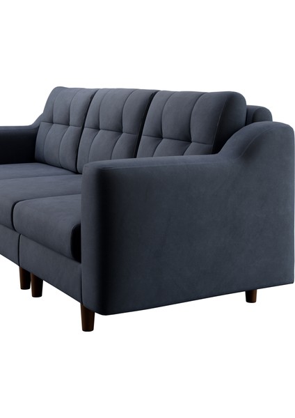 Robin Modüler Üçlü Koltuk - Kadife - Gri