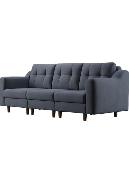 Robin Modüler Üçlü Koltuk - Kadife - Gri