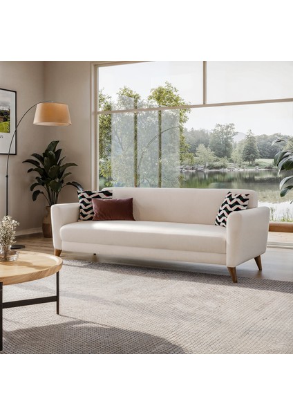 Mona Line Üçlü Koltuk - Krem