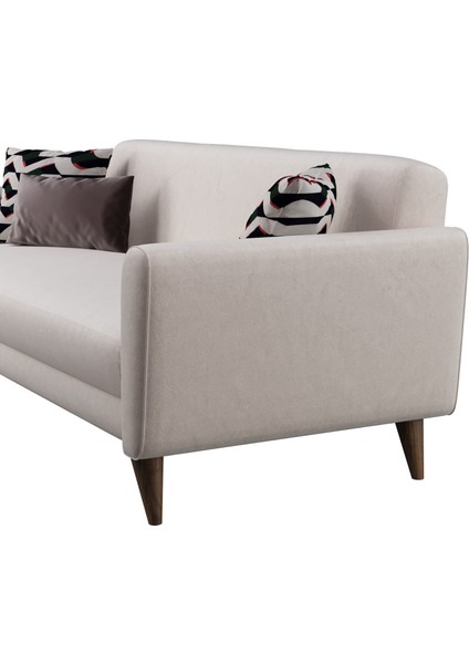 Mona Line Üçlü Koltuk - Krem