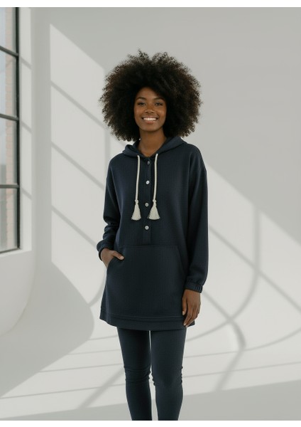 Üç Iplik Şardonlu Oversize Düğmeli Penye Tunik fiyatları