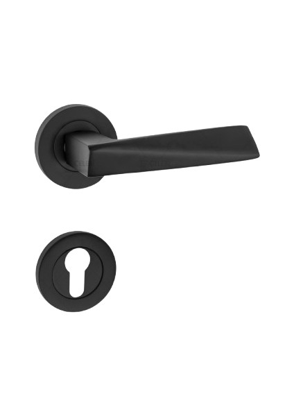 Piramit Kol Yuvarlak Rozetli Siyah Yale Kapı Kolu