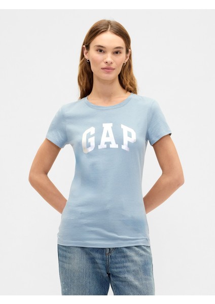 Kadın Açık Mavi Gap Logo T-Shirt
