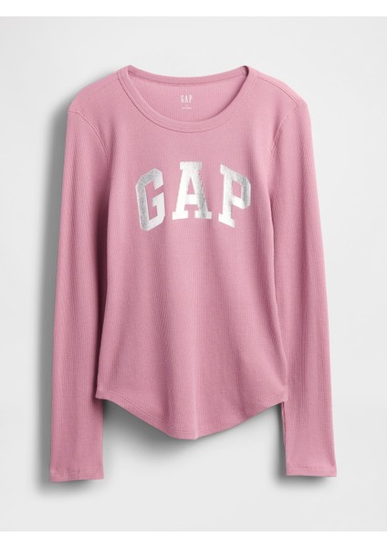Kadın Pembe Gap Logo Waffle-Knit T-Shirt fiyatları