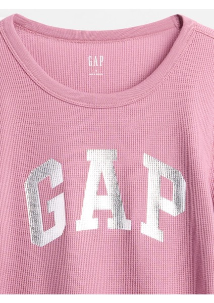 Kadın Pembe Gap Logo Waffle-Knit T-Shirt modelleri