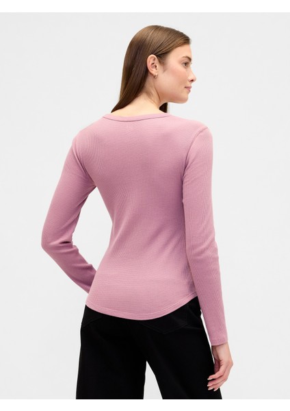 Kadın Pembe Gap Logo Waffle-Knit T-Shirt fırsatları