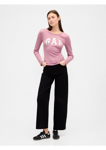 Kadın Pembe Gap Logo Waffle-Knit T-Shirt indirimleri