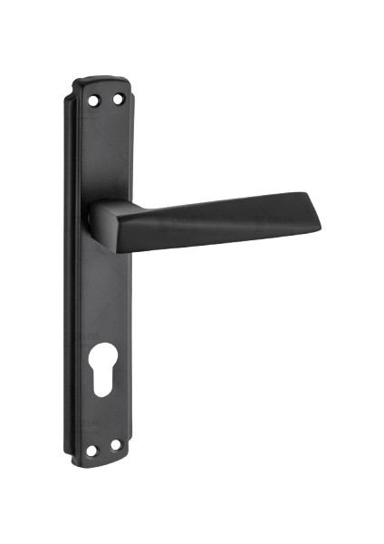 Piramit Kol Aynalı Siyah Yale Kapı Kolu