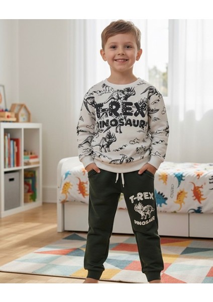 T-Rex Baskılı Erkek Çocuk Alt Üst Takım