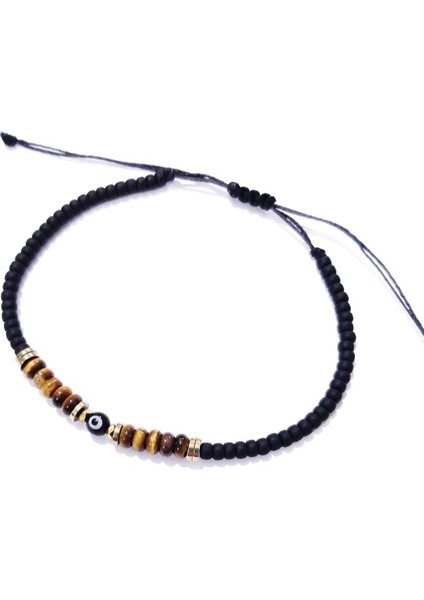 Kaplangözü ve Hematit Doğaltaşlı Siyah Nazar ve Miyuki Round Boncuklu Unisex Bileklik modelleri