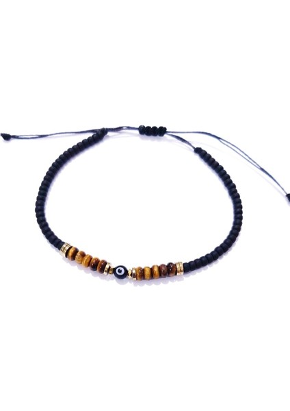 Kaplangözü ve Hematit Doğaltaşlı Siyah Nazar ve Miyuki Round Boncuklu Unisex Bileklik fırsatları