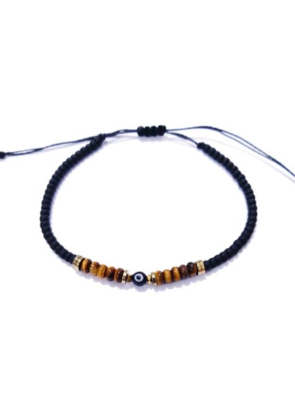 Kaplangözü ve Hematit Doğaltaşlı Siyah Nazar ve Miyuki Round Boncuklu Unisex Bileklik indirimleri