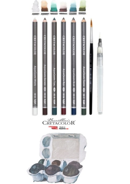 Cretacolor 6'lı Aquarell Sulandırılabilir Fırçalı Karakalem Eskiz Çizim Kalemi Seti