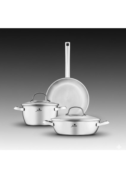 Athena 3ply 5 Parça Indüksiyon Tabanlı Çelik Tencere Seti