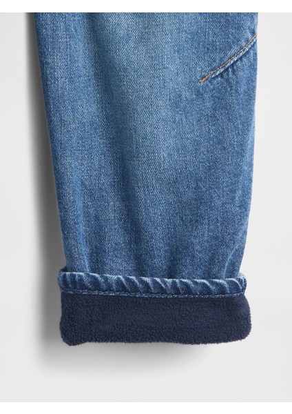 Erkek Bebek Mavi Cozy Astarlı Barrel Jean Pantolon modelleri