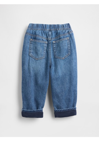 Erkek Bebek Mavi Cozy Astarlı Barrel Jean Pantolon fırsatları