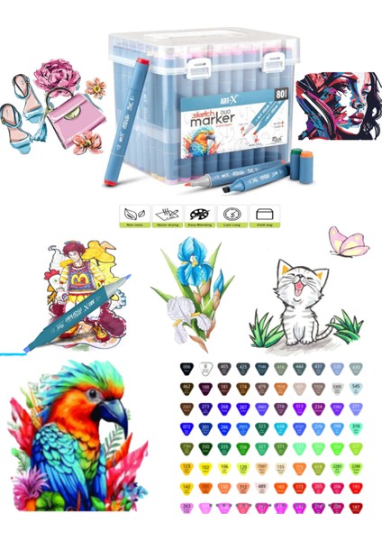 Art-X Sketch Marker Çift Taraflı Kalem Seti 80'li